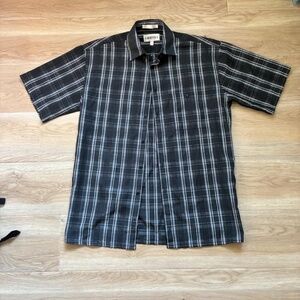 Campia Moda Vintage Black Striped Button-Up Polo Shirt 90s/00s Men’s Small